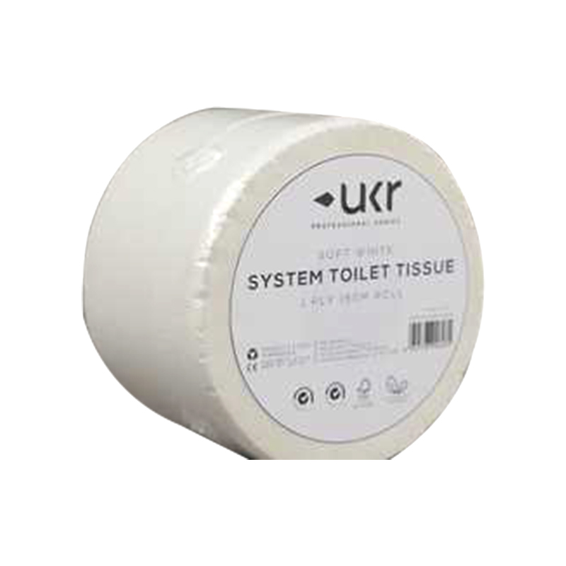 Large roll of white soft coreless toilet paper