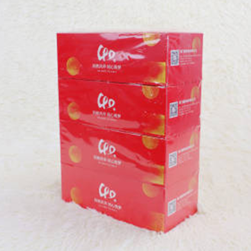 Disposable red elegant paper box pull-out soft facial tissues