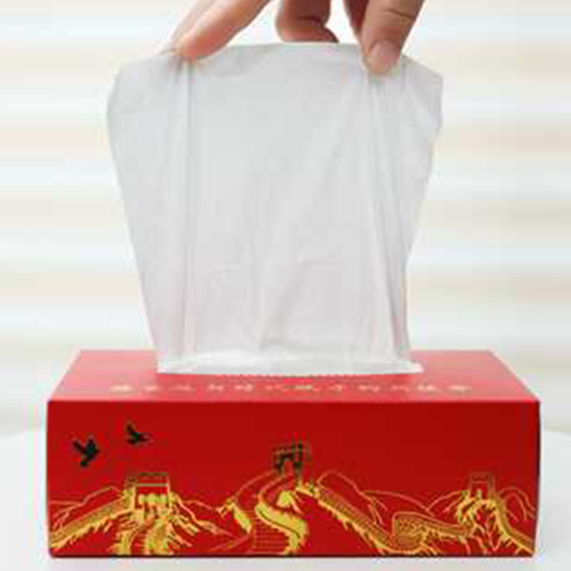 Disposable red elegant paper box pull-out soft facial tissues